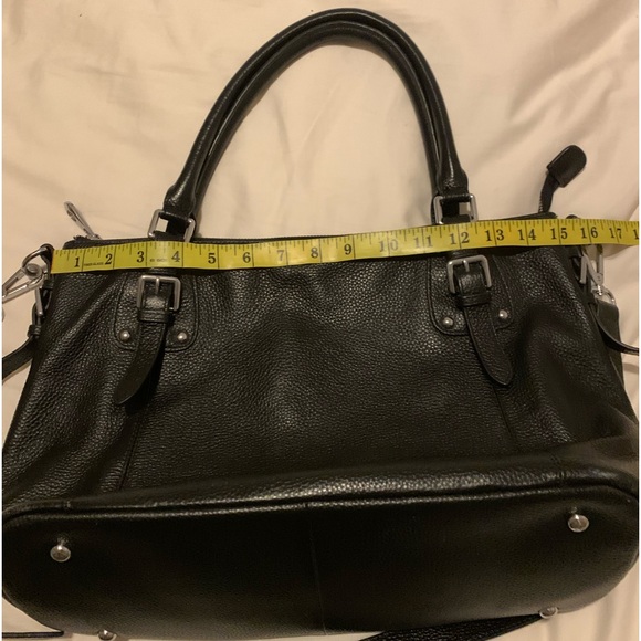 Heshe black genuine leather satchel handbag - Picture 9 of 15